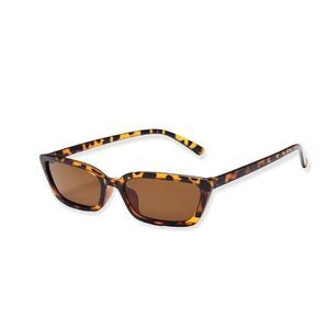🆕Brown Tortoiseshell Cat Eye Square Rectangle Tinted Lens Sunglasses